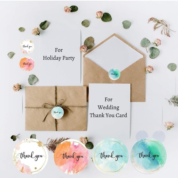 500 Assorted Round Watercolor 1” Thank You Stickers NEW - Picture 8 of 14